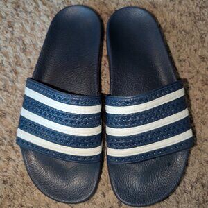 Adidas Adilette Slides - Men's Size 8 - Navy